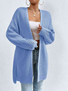 Open Front Dropped Shoulder Slit Cardigan - Guy Christopher