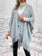 Open Front Fringe Hem Poncho - Guy Christopher