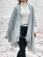 Open Front Fringe Hem Poncho - Guy Christopher