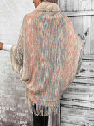 Open Front Fringe Hem Poncho - Guy Christopher