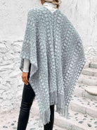 Open Front Fringe Hem Poncho - Guy Christopher