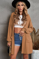 Open Front Hooded Longline Cardigan with Pockets - Guy Christopher