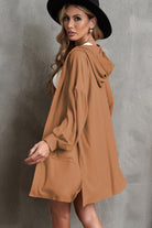 Open Front Hooded Longline Cardigan with Pockets - Guy Christopher