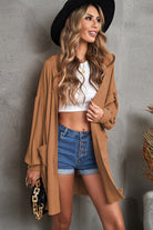 Open Front Hooded Longline Cardigan with Pockets - Guy Christopher