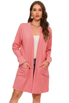 Open Front Long Sleeve Longline Cardigan with Pockets - Guy Christopher