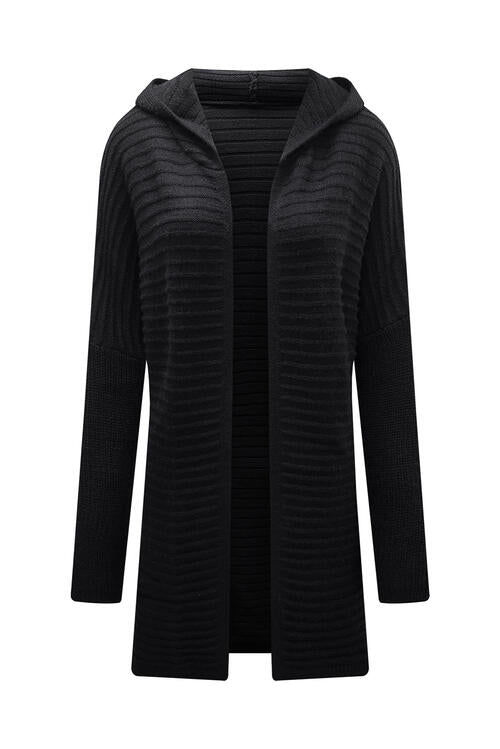 Open Front Longline Hooded Cardigan - Guy Christopher