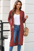 Open Front Slit Cardigan with Pockets - Guy Christopher