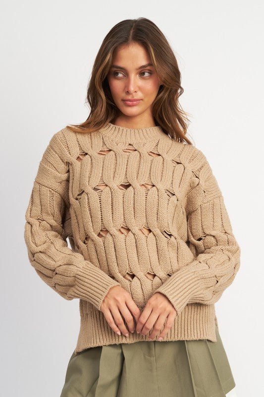 OPEN KNIT SWEATER WITH SLITS - Guy Christopher