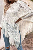 Openwork Fringe Detail Poncho - Guy Christopher