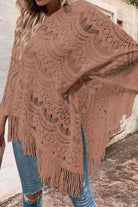 Openwork Fringe Detail Poncho - Guy Christopher