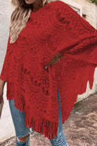 Openwork Fringe Detail Poncho - Guy Christopher