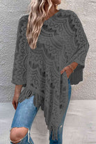 Openwork Fringe Detail Poncho - Guy Christopher