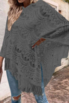 Openwork Fringe Detail Poncho - Guy Christopher