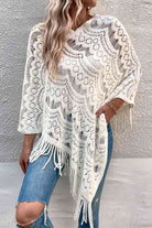 Openwork Fringe Detail Poncho - Guy Christopher