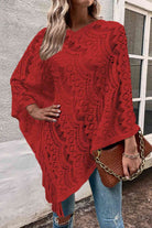 Openwork Fringe Detail Poncho - Guy Christopher