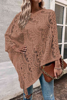 Openwork Fringe Detail Poncho - Guy Christopher