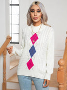 Openwork Geometric Mock Neck Sweater - Guy Christopher