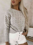 Openwork Plain Pullover Sweater - Guy Christopher