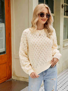 Openwork Round Neck Sweater - Guy Christopher