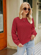 Openwork Round Neck Sweater - Guy Christopher