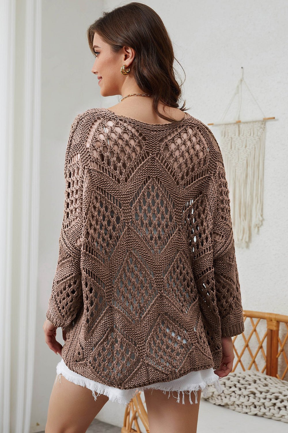 Openwork V-Neck Sweater - Guy Christopher