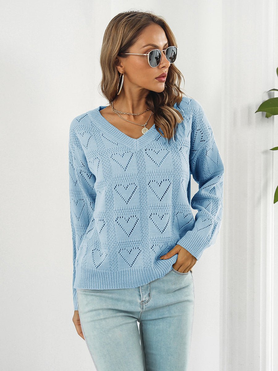 Openwork V-Neck Sweater - Guy Christopher