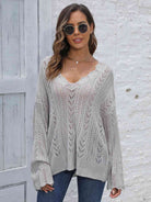 Openwork V-Neck Sweater - Guy Christopher