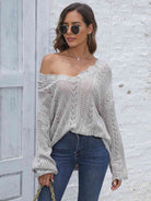 Openwork V-Neck Sweater - Guy Christopher