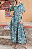 Paisley Print Flounce Sleeve Maxi Dress - Guy Christopher