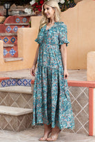 Paisley Print Flounce Sleeve Maxi Dress - Guy Christopher