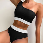 PASUXI 2023 Latest Design One Shoulder Two Piece Swimsuit Bikini High Waist Solid Color Beach Swimwear - Guy Christopher