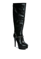 Patent Stiletto Heeled Mid Calf Boots - Guy Christopher