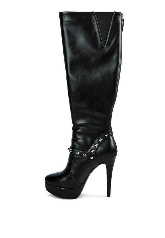 Patent Stiletto Heeled Mid Calf Boots - Guy Christopher