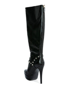 Patent Stiletto Heeled Mid Calf Boots - Guy Christopher