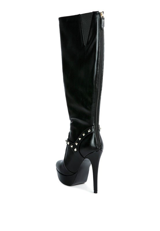 Patent Stiletto Heeled Mid Calf Boots - Guy Christopher