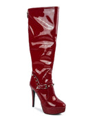 Patent Stiletto Heeled Mid Calf Boots - Guy Christopher