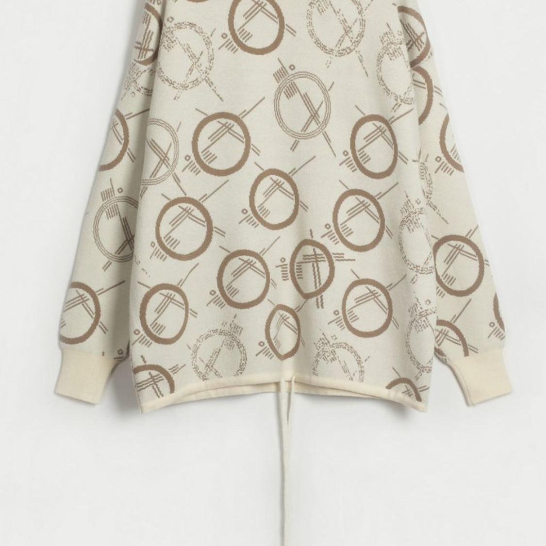 Patterned Drawstring Hem Sweater - Guy Christopher