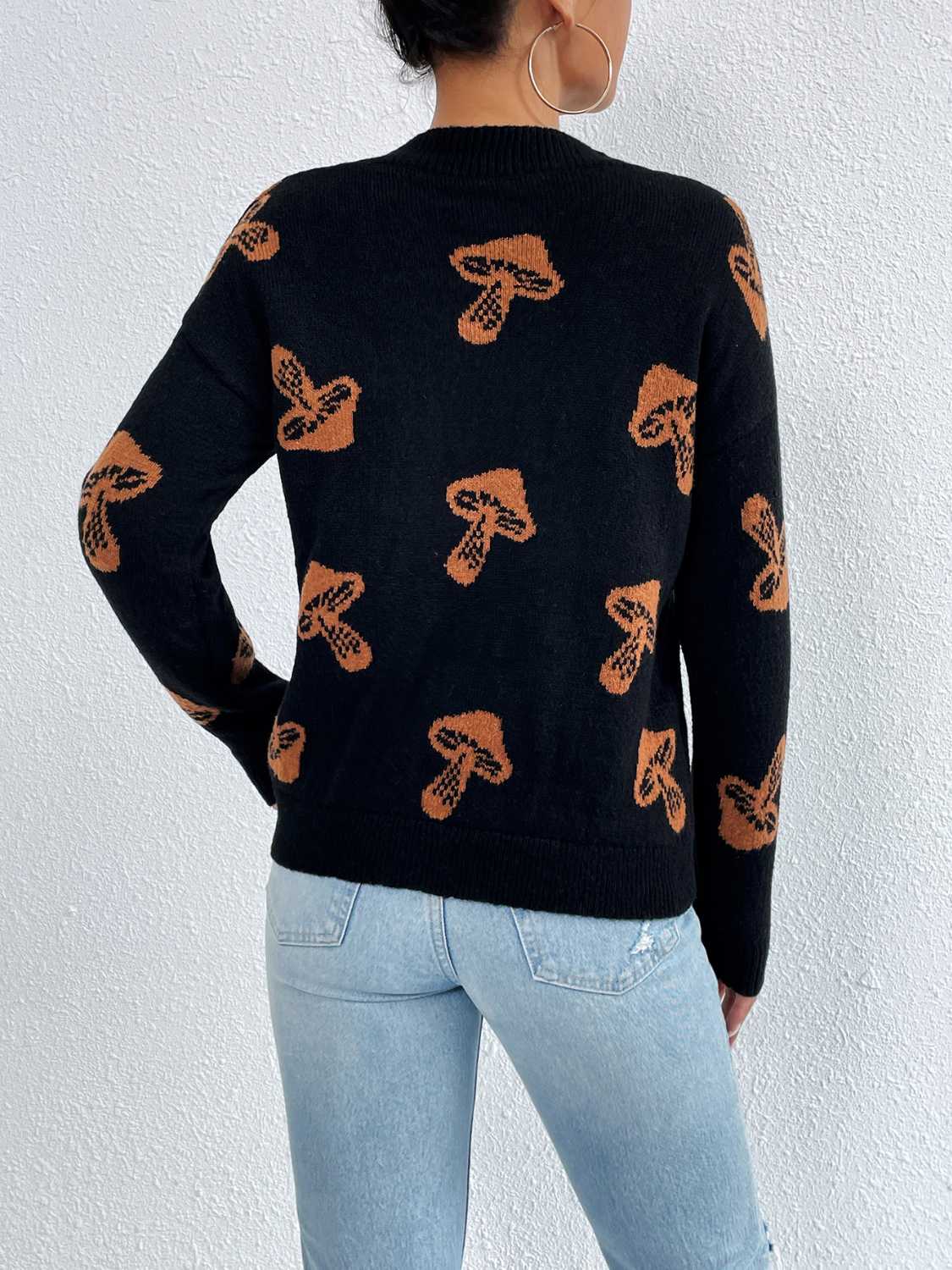 Patterned Drop Shoulder Sweater - Guy Christopher