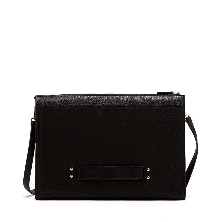 PEARL BLACK LEATHER CROSSBODY CLUTCH - Guy Christopher