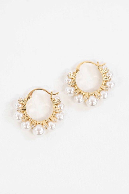 Pearl Crown Hoop Earrings - Guy Christopher