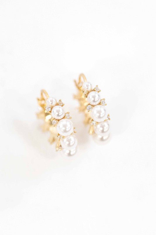 Pearl Crown Hoop Earrings - Guy Christopher