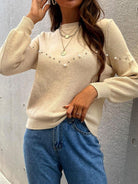 Pearl Detail Round Neck Sweater - Guy Christopher