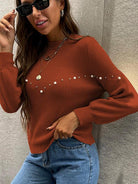 Pearl Detail Round Neck Sweater - Guy Christopher