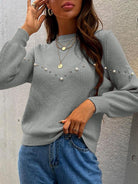 Pearl Detail Round Neck Sweater - Guy Christopher