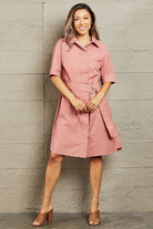 Petal Dew Half Sleeve Collared Dress with Pockets - Guy Christopher