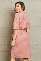 Petal Dew Half Sleeve Collared Dress with Pockets - Guy Christopher
