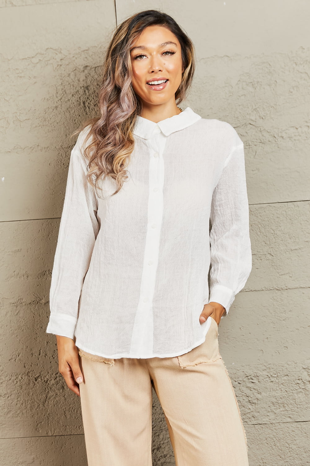 Petal Dew Take Me Out Lightweight Button Down Top - Guy Christopher