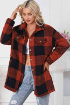 Plaid Button Down Coat with Pockets - Guy Christopher
