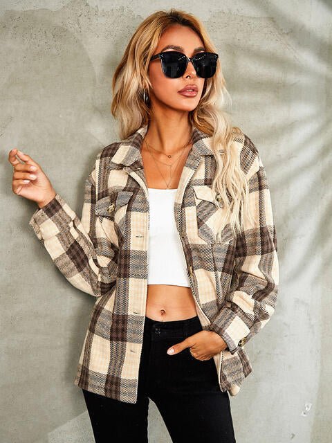 Plaid Button Down Collared Jacket - Guy Christopher