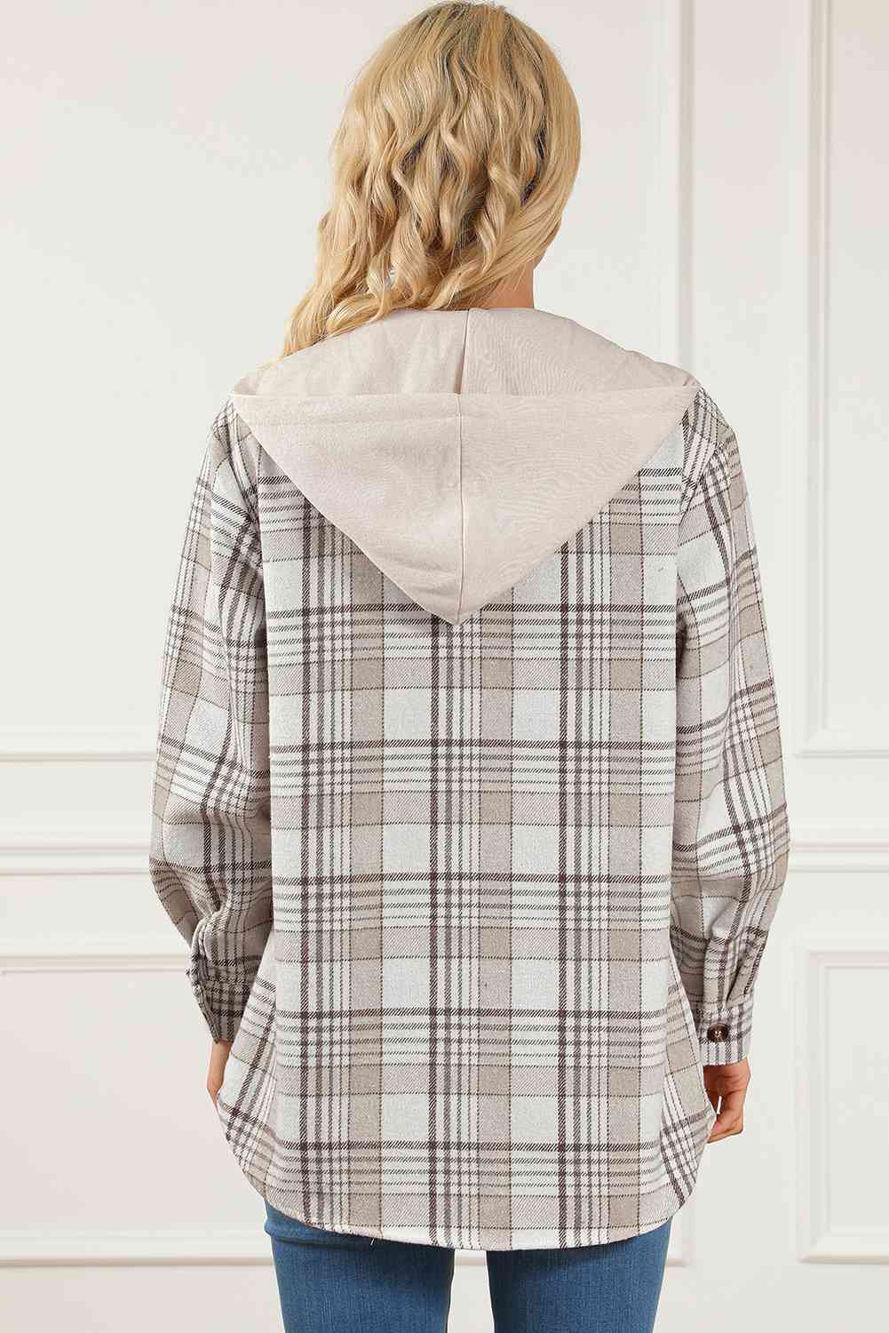 Plaid Button Down Hooded Jacket - Guy Christopher
